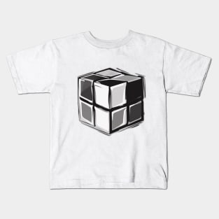 Rubic Cube Grey Shadow Silhouette Anime Style Collection No. 390 Kids T-Shirt